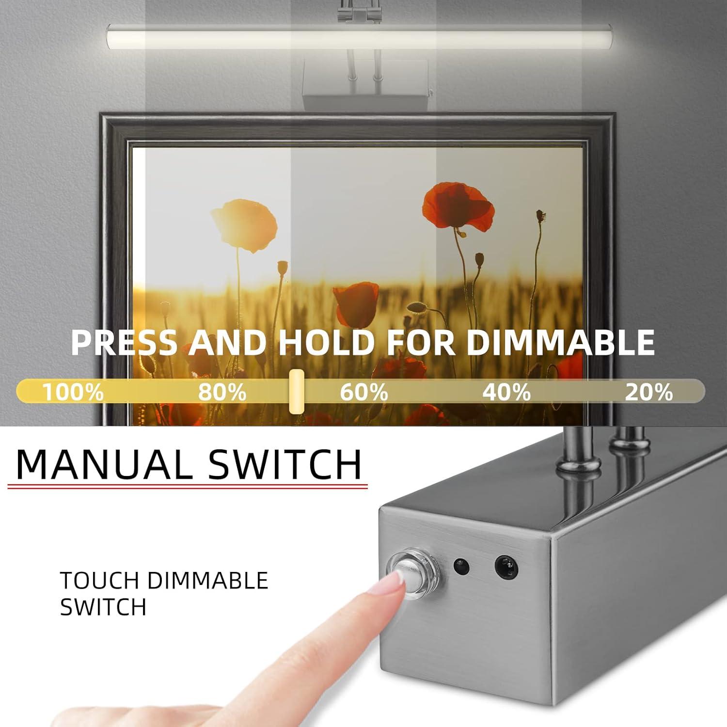 Picture Light,  Battery Operated Picture Lights For Paintings,Metal Remote Control Display Art Light With Timer And Dimmable For Wall Painting,Frame, Portrait, Dartboard-Brass