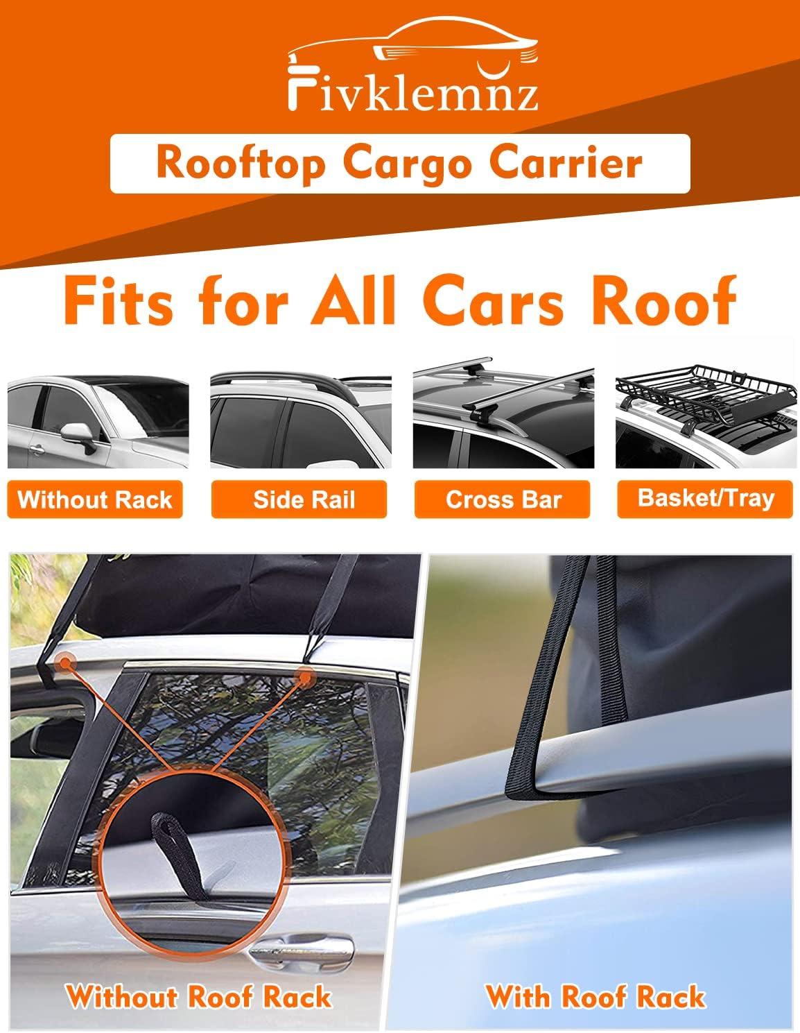 Large Black and Orange Waterproof Rooftop Cargo Carrier Bag