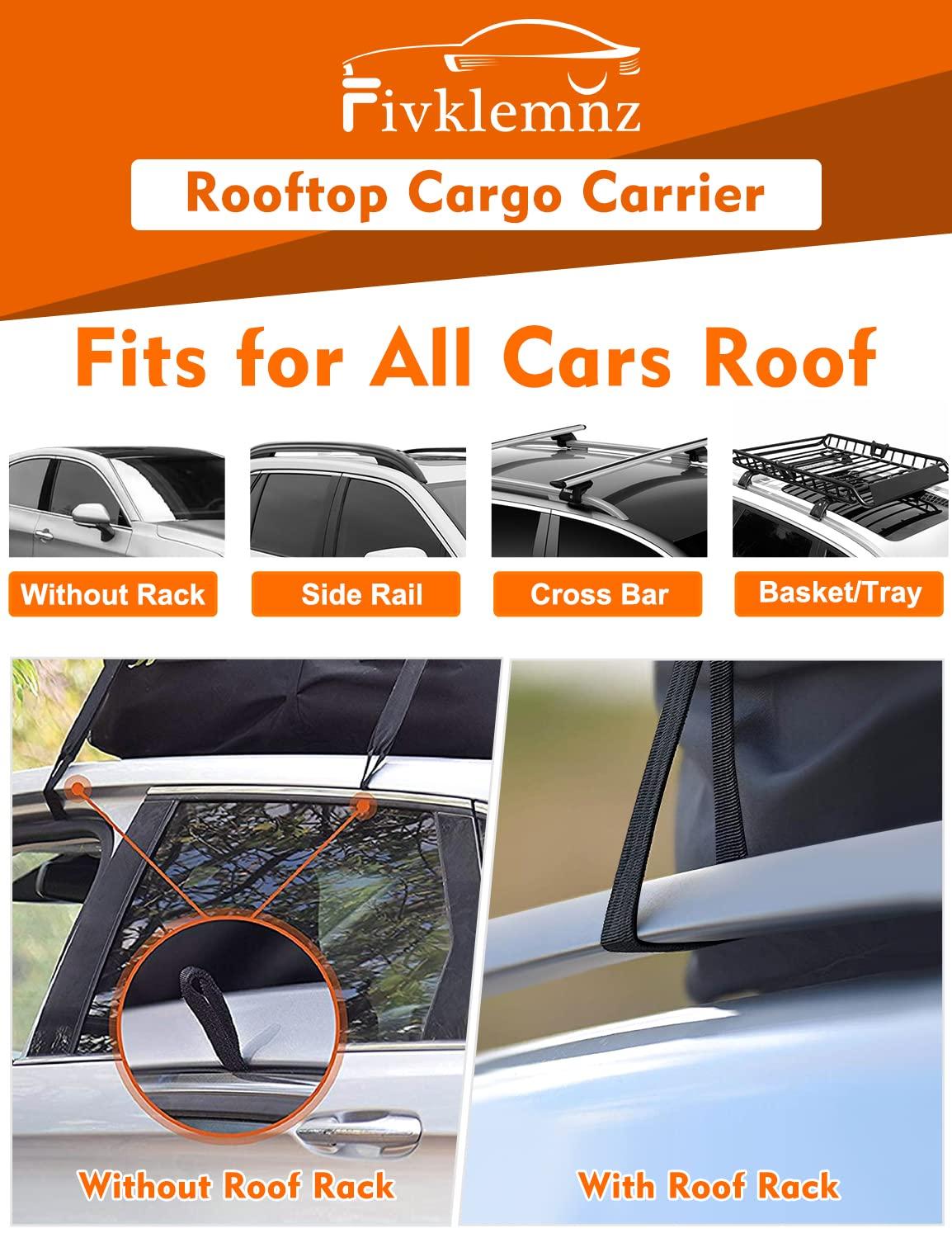 Large Black and Orange Waterproof Rooftop Cargo Carrier Bag