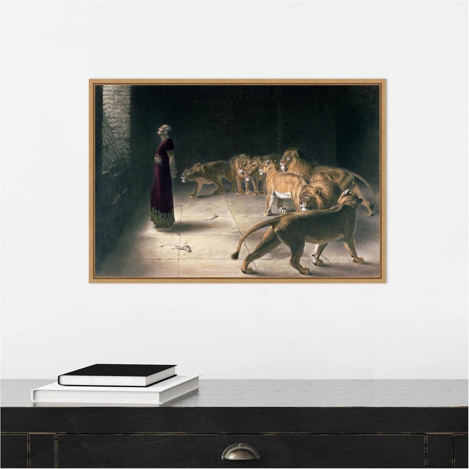 Amanti Art Daniel in the Lions Den Framed Canvas Wall Art