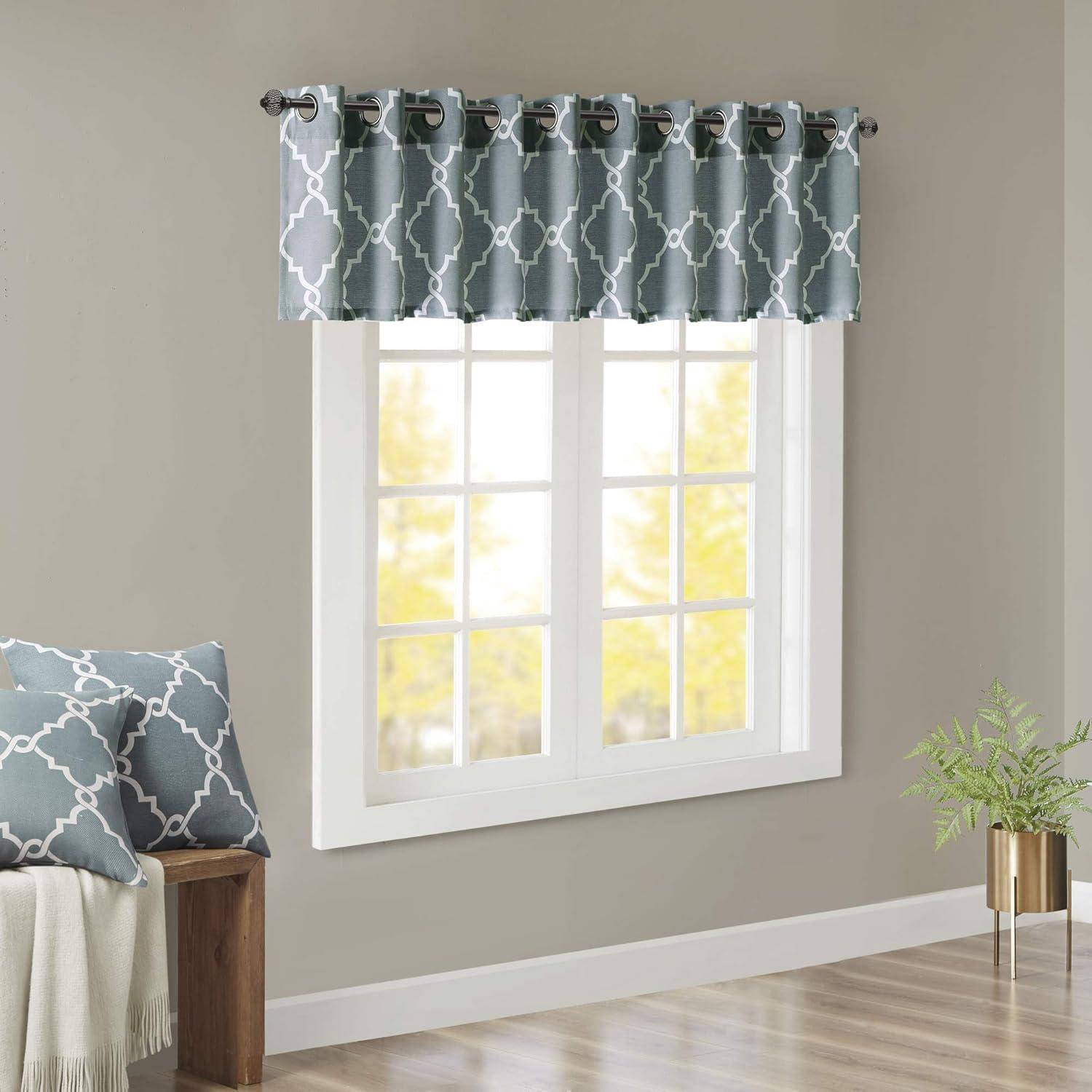 Madison Park Saratoga Fretwork Print Grommet Top Single Window Valance