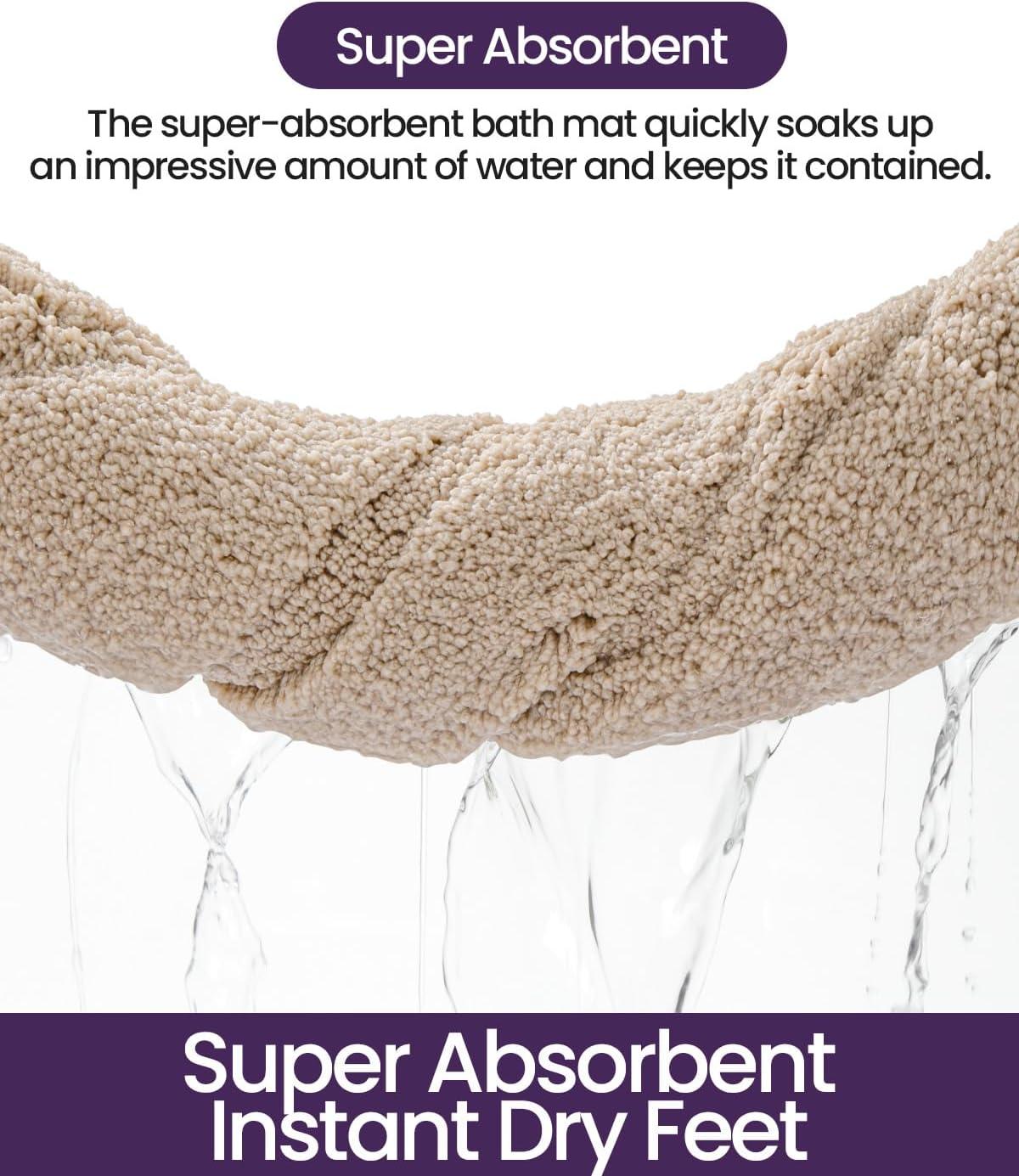 Smiry Microfiber Bathroom Rugs, 16"x24" Soft and Absorbent Bath Rugs, Non-Slip Machine Wash bath mats, Beige