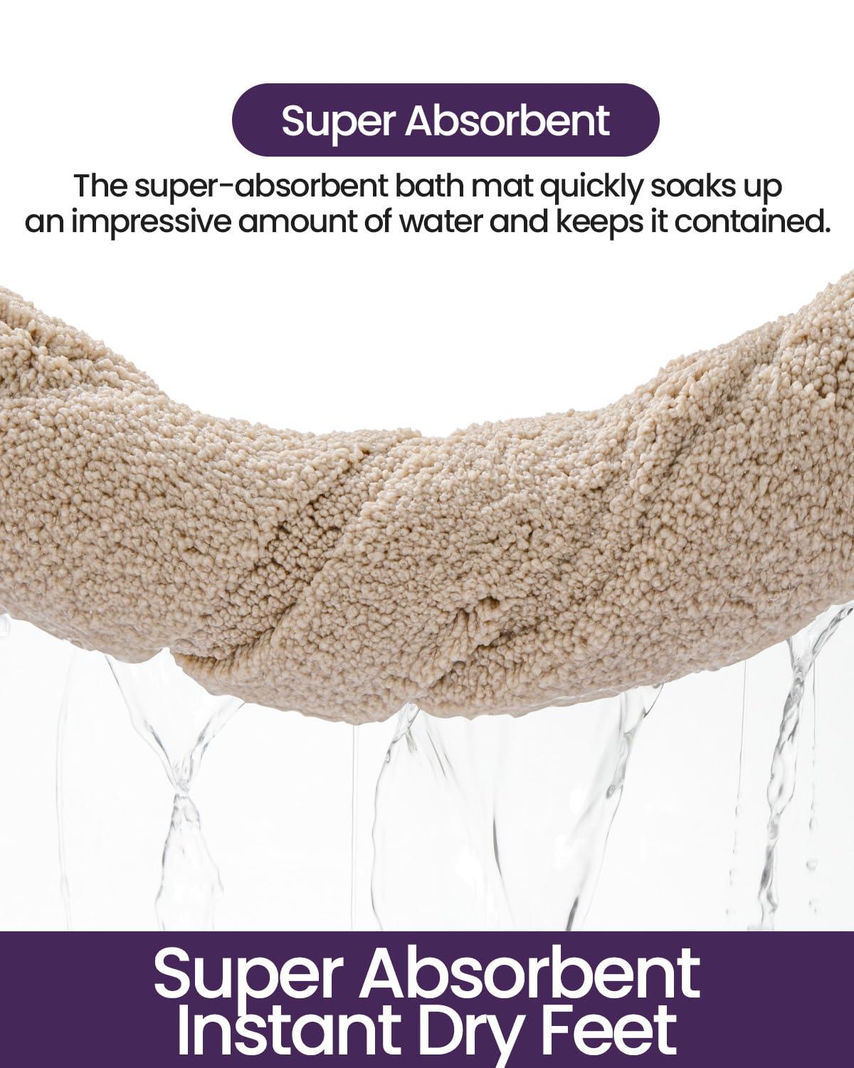 Smiry Microfiber Bathroom Rugs, 16"x24" Soft and Absorbent Bath Rugs, Non-Slip Machine Wash bath mats, Beige