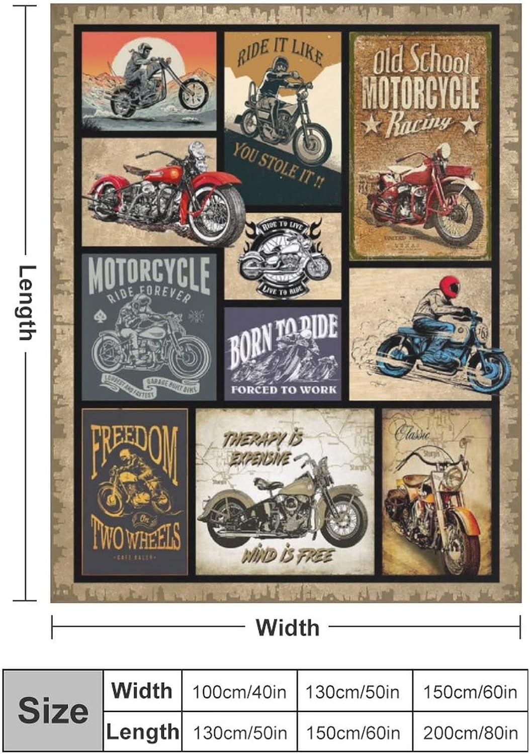 Motorcycle Blanket Gifts for Men and Women Throw Blanket for Couch Sofa Bed Plush Throw Fleece Blanket Soft Cozy Bedding for Kids and Adults Bedroom Size 60"x50"