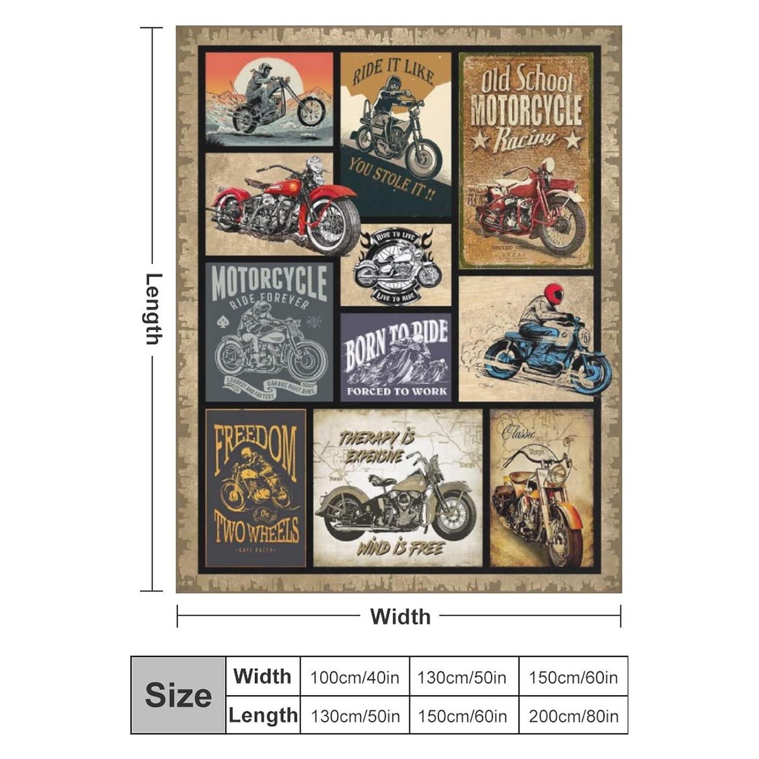 Motorcycle Blanket Gifts for Men and Women Throw Blanket for Couch Sofa Bed Plush Throw Fleece Blanket Soft Cozy Bedding for Kids and Adults Bedroom Size 60"x50"