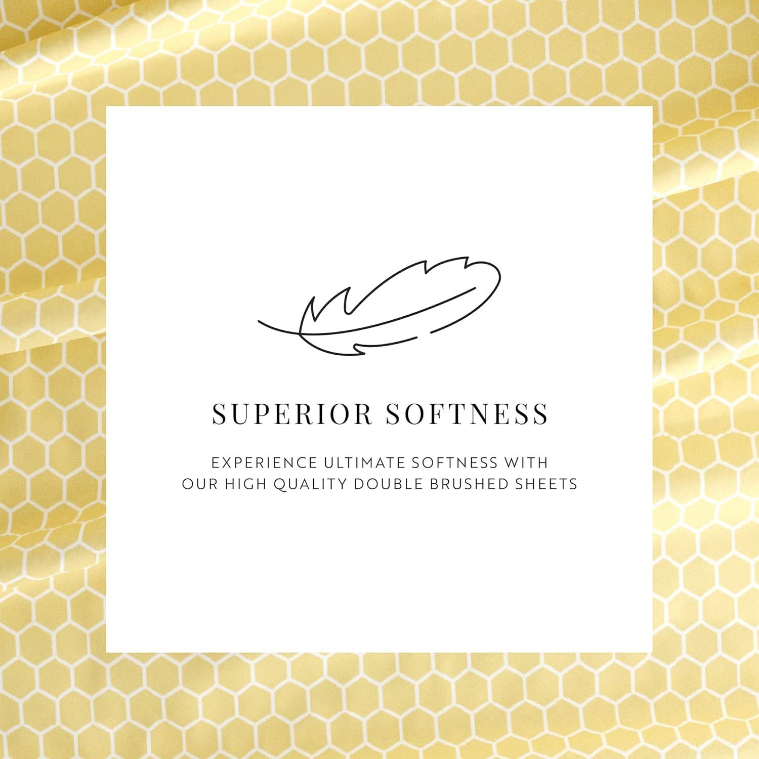 California King Yellow Honeycomb Print Microfiber Sheet Set