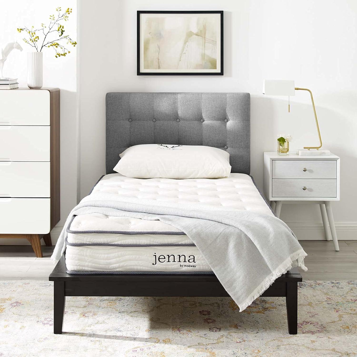 Modway Jenna 8" Modern Innerspring and Foam Twin Mattress in White