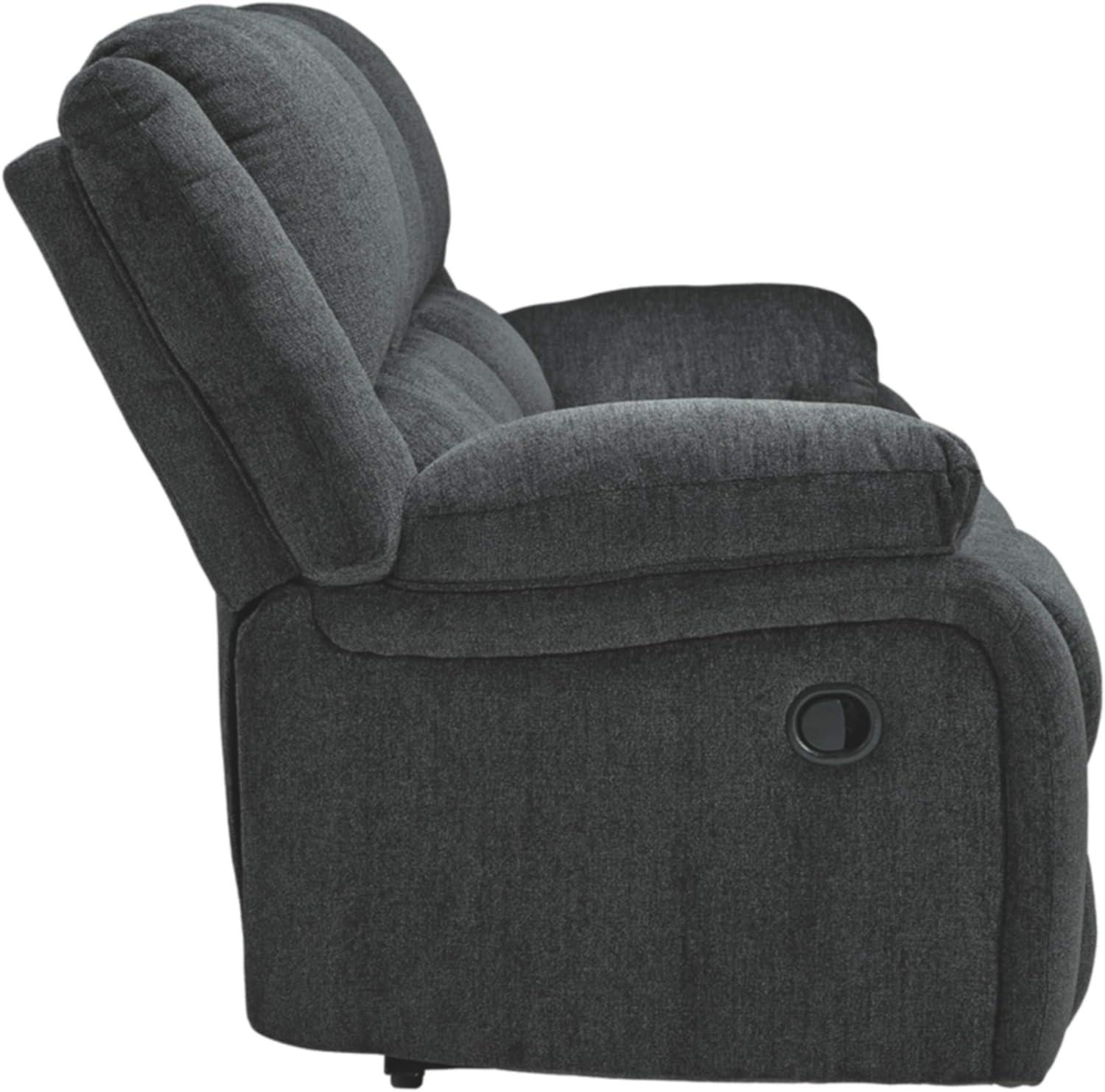 Slate Gray Fabric Manual Reclining Sofa with Thick Cushions