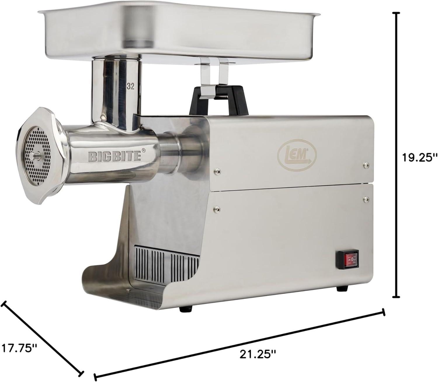 LEM #32 Big Bite Meat Grinder 1.5 HP Stainless Steel