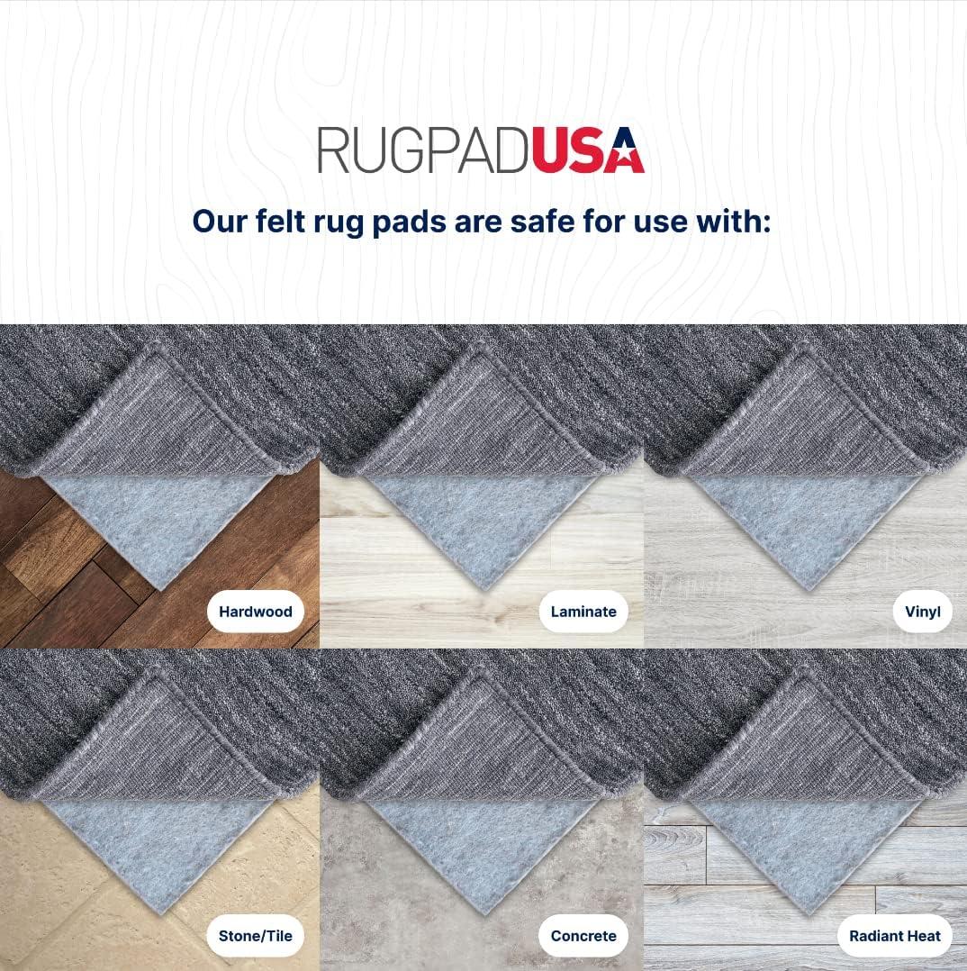 RUGPADUSA - Basics - 10' Square - 3/8" Thick - 100% Felt - Protective Cushioning Rug Pad - Safe for All Floors and Finishes including Hardwoods