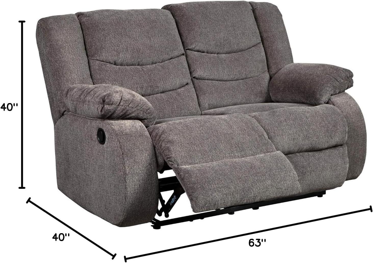 Gray Fabric Manual Reclining Loveseat with Pillow-top Arms