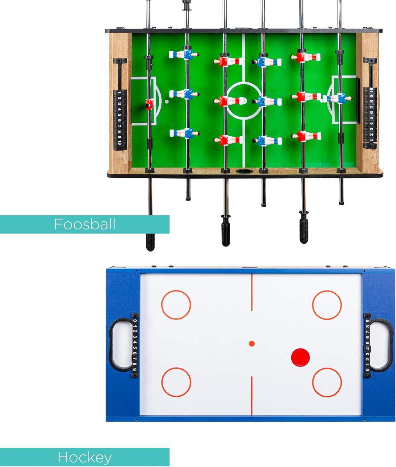 Natural 4-in-1 Multi Game Table with Foosball, Air Hockey, Ping Pong, and Pool