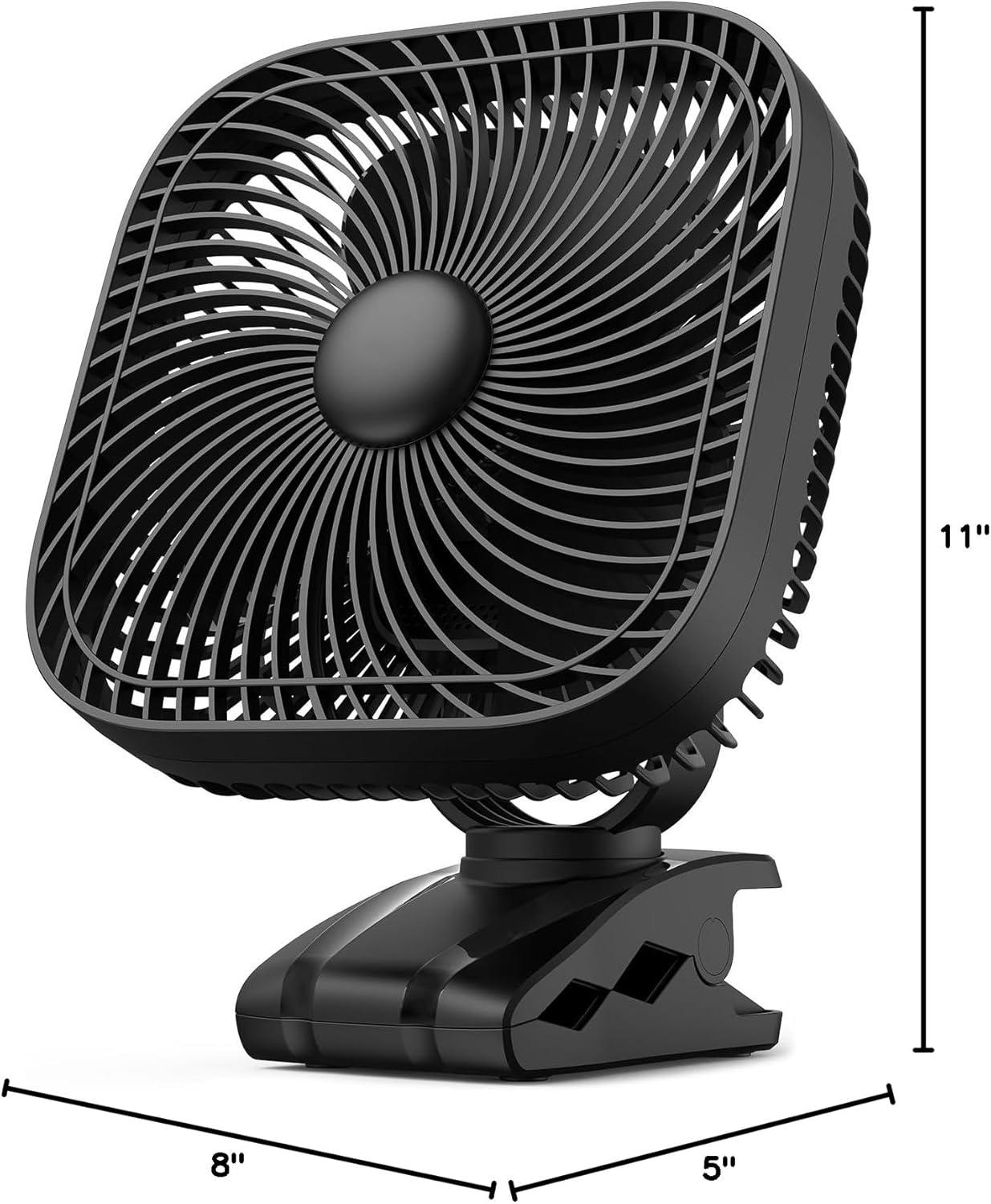 SLENPET 20000mAh Rechargeable Portable Clip on Fan, Last 78 hrs, 4 Speeds Camping Fan, Battery Operated Desk Fan with Light & Hook, 8 inch Personal Fan for Outdoor Golf Cart Stroller Camping