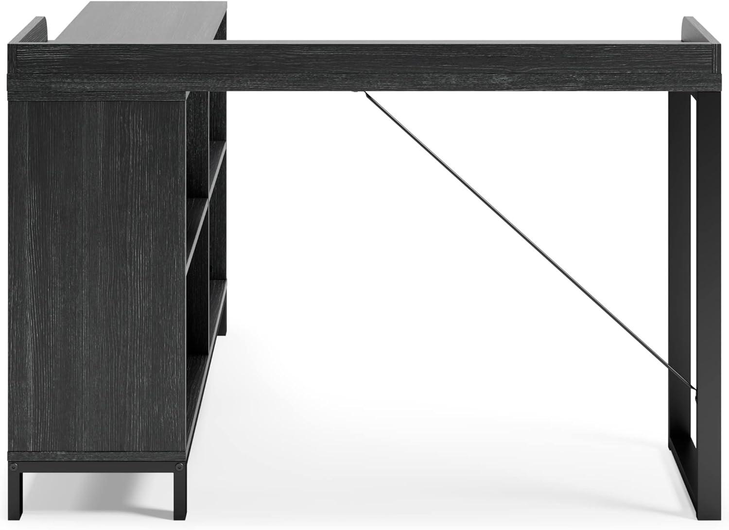 Black Wood Corner Home Office Desk with USB Port