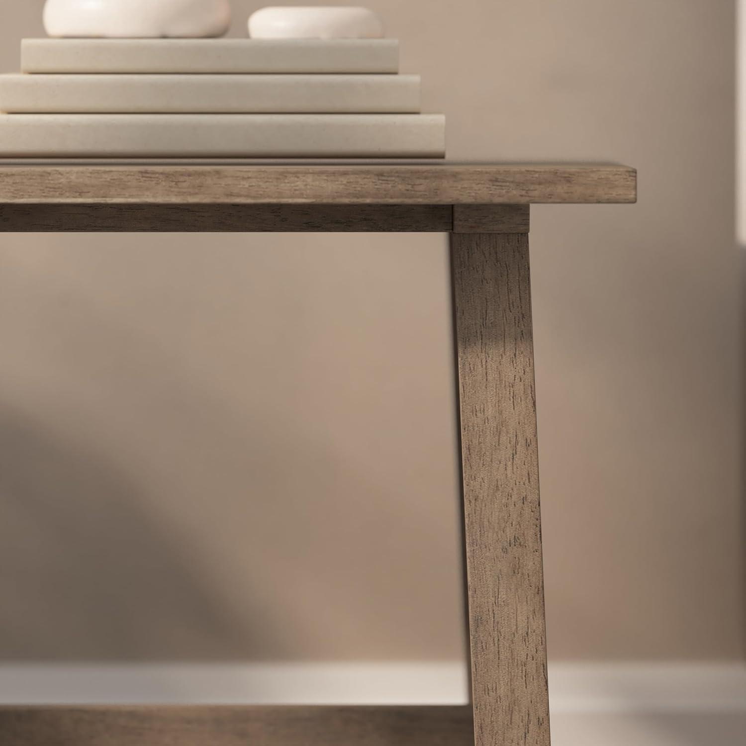 Taylor & Logan Cammie End Table Rustic Brown: Solid Wood, Trestle Base, 19.75" Height