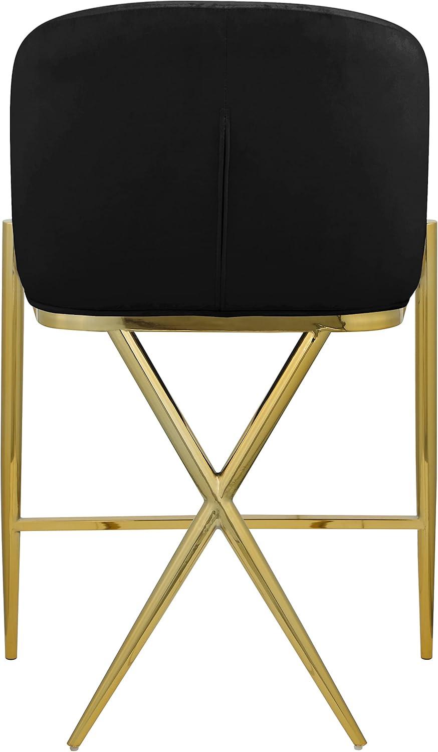 Meridian Furniture Xavier Black Velvet Counter Stool with Gold Metal Legs