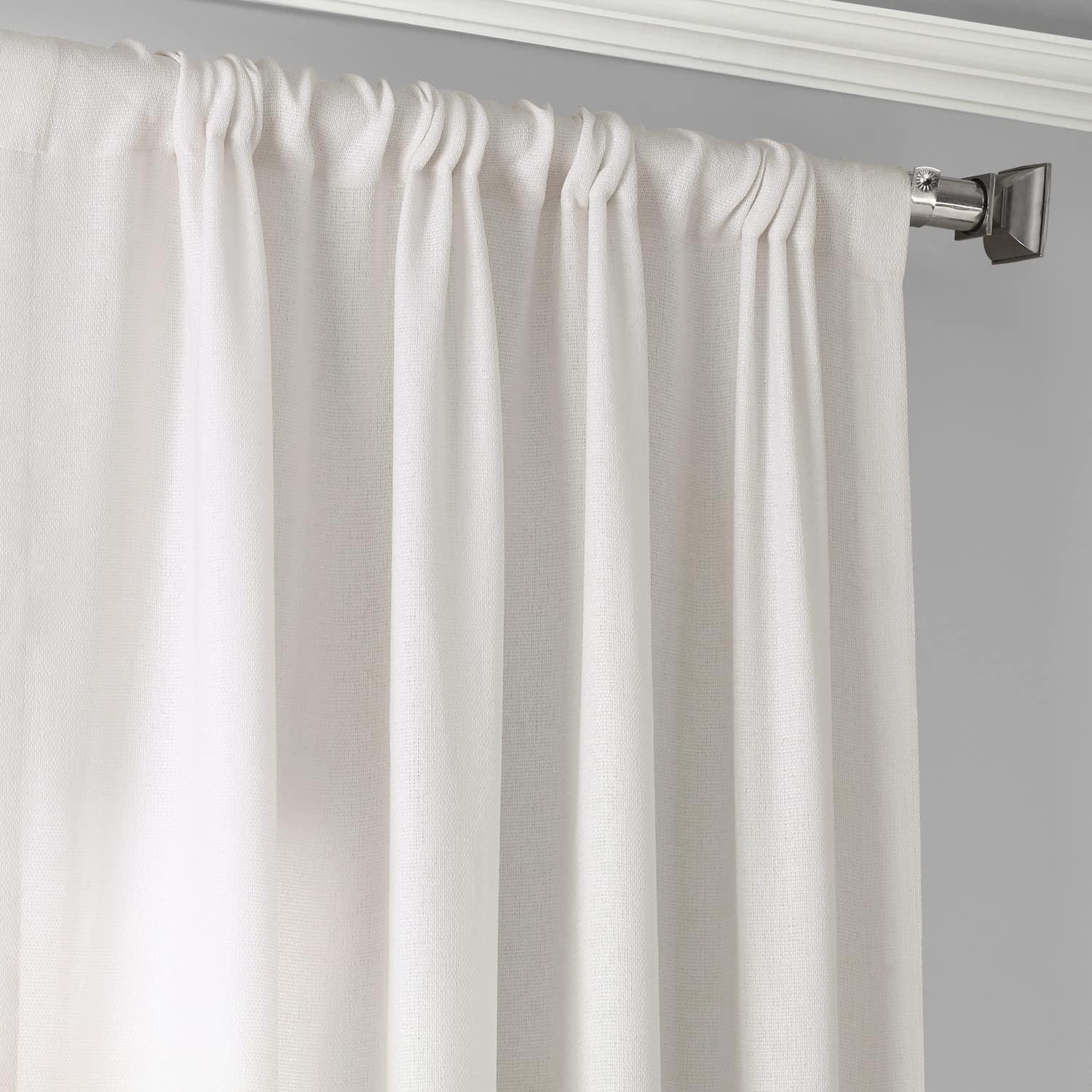 Ombre Blue Faux Linen Sheer Curtain (1 Panel), Ombre Blue, 50W X 84L