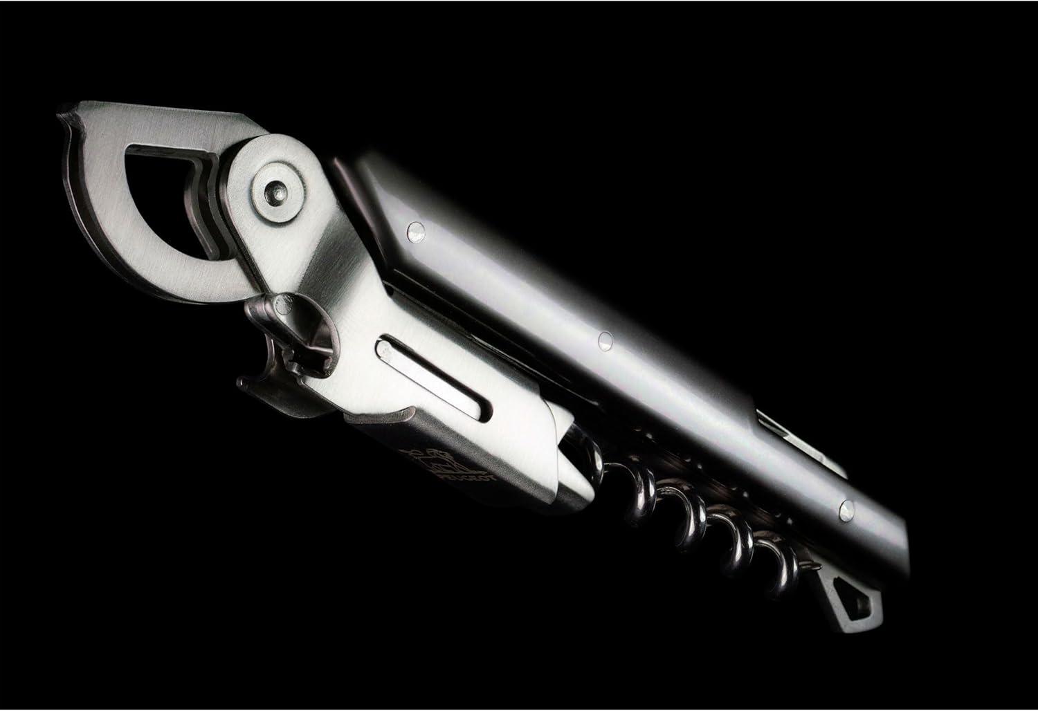 Peugeot Black Stainless Steel Sommelier Corkscrew with Foil Cutter