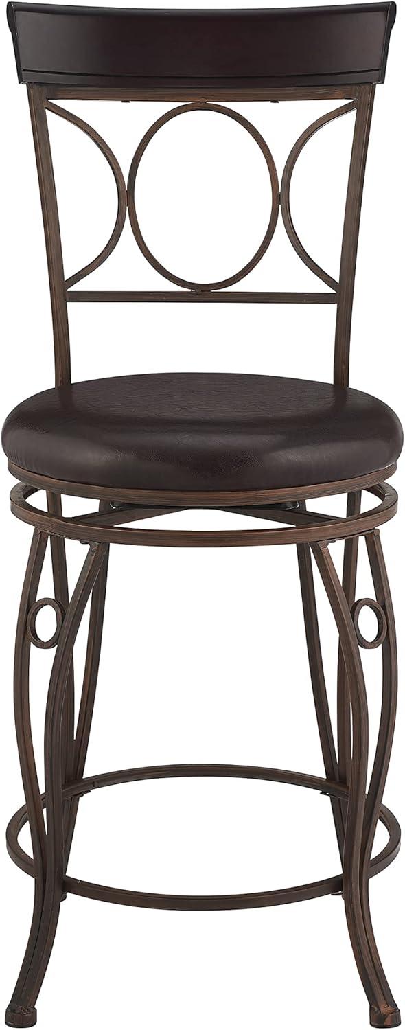 Circles Back 24" Upholstery Swivel Seat Counter Height Barstool Metal/Black - Linon: Elegant Design, Comfort Seating