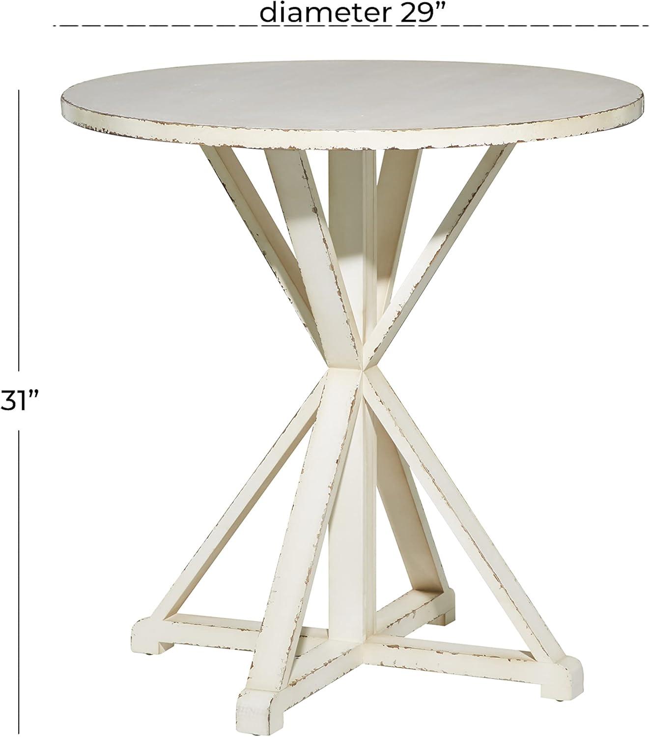 Elegant Farmhouse White Wood Round Accent Table 29" x 31"