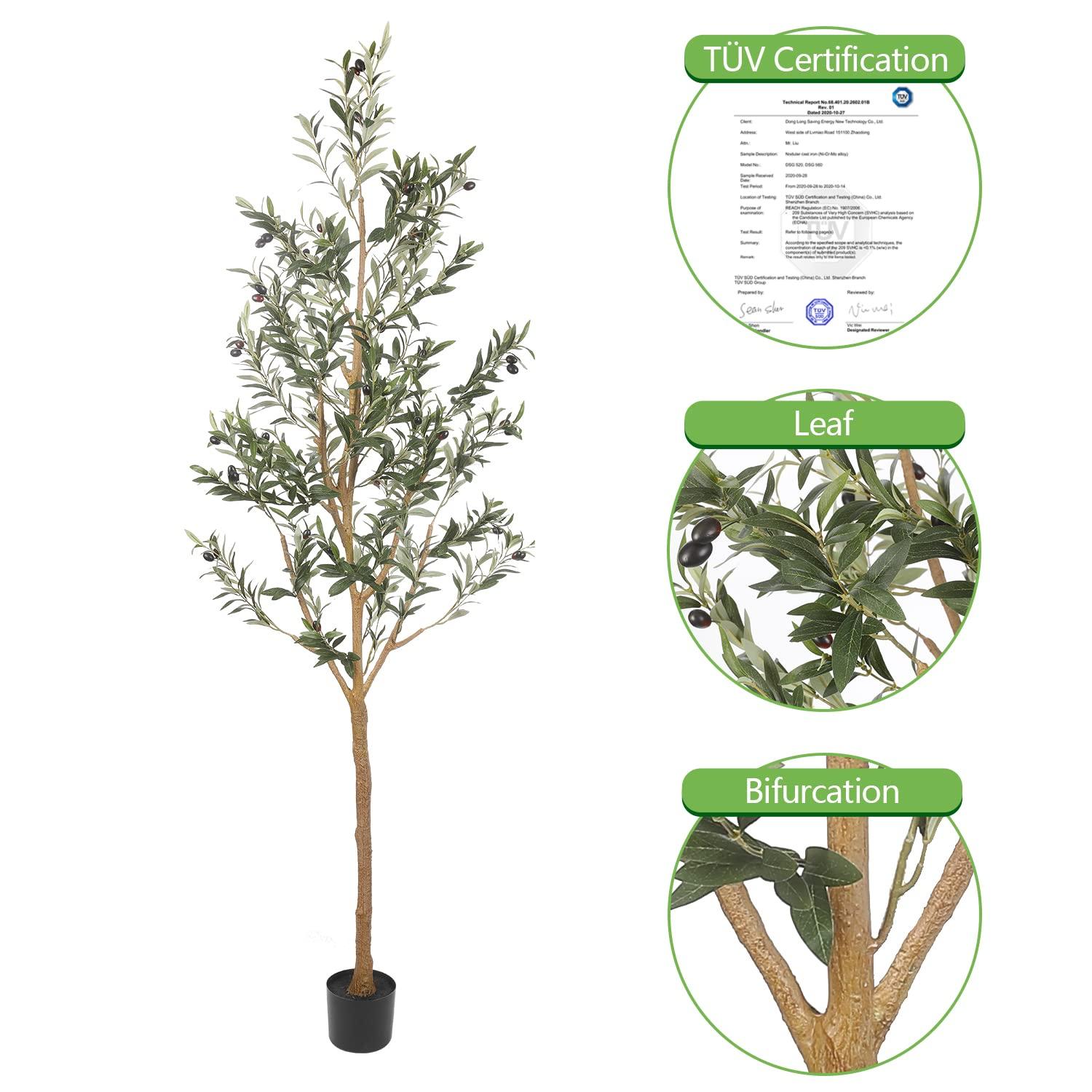 Aritizone Artificial Olive Tree 7FT Tall Fake Olive Tree with Adjustale Branches Artificial Tree for Modern Home Office Living Room Floor Decor Indoor (7FT)