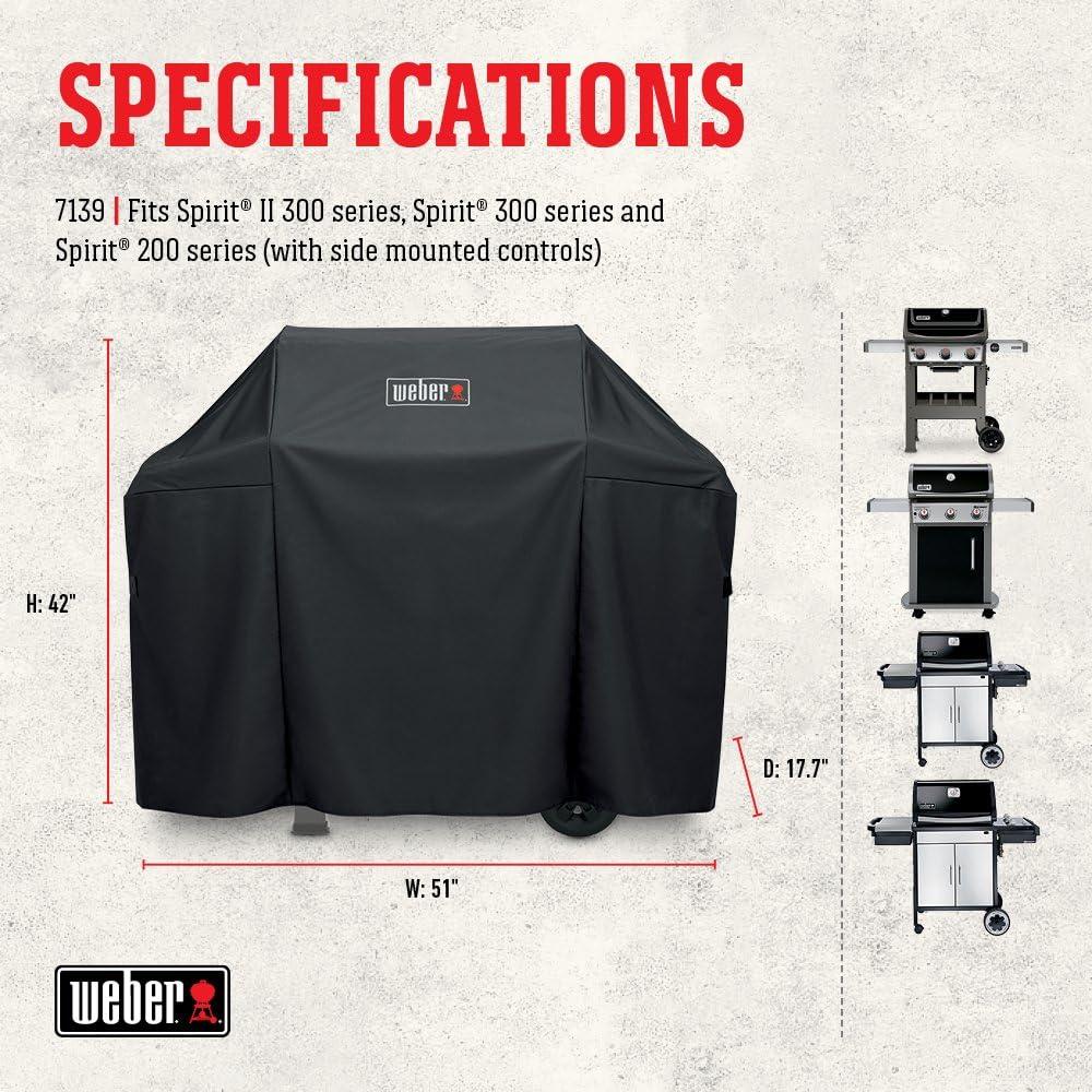 Black Heavy Duty Waterproof Grill Cover for Spirit and Spirit II 300 Series