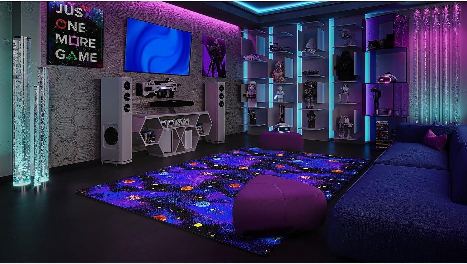 Joy Carpets 43Q 6 x 9 ft. Neon Lights Rectangle Space Explorer Fluorescent Area Rug  Multicolor