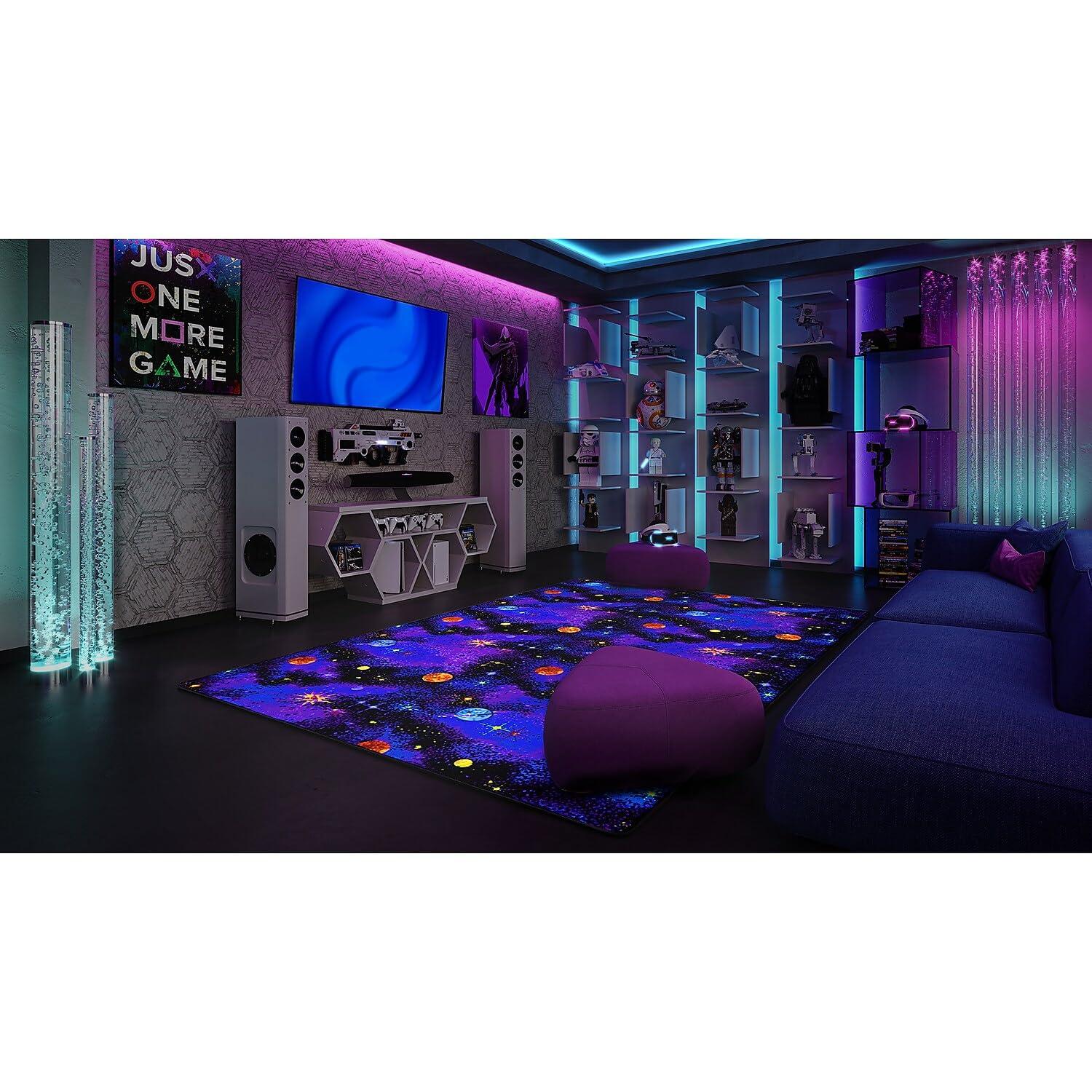 Joy Carpets 43Q 6 x 9 ft. Neon Lights Rectangle Space Explorer Fluorescent Area Rug  Multicolor