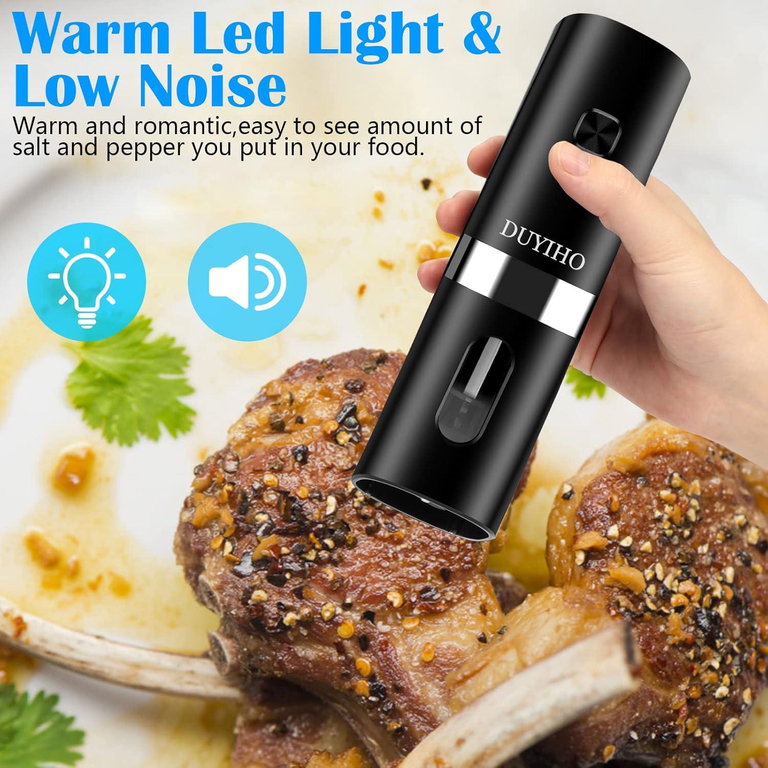 Padsun Set Electric Black Salt & Pepper Grinder USB High-capacity  Mill Grinder