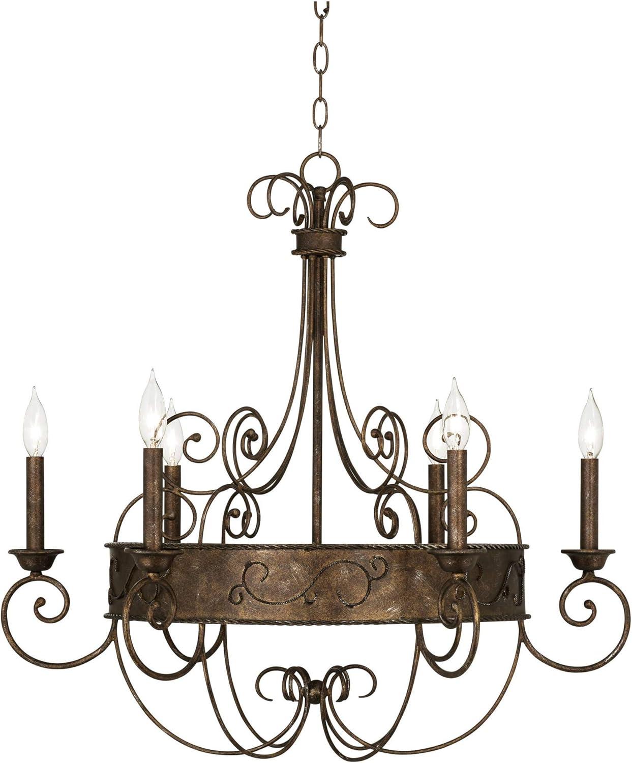 Franklin Iron Works Geralt Bronze Chandelier 30" Wide Rustic Farmhouse Candle Sleeves 6-Light Fixture for Dining Room House Kitchen Island Entryway