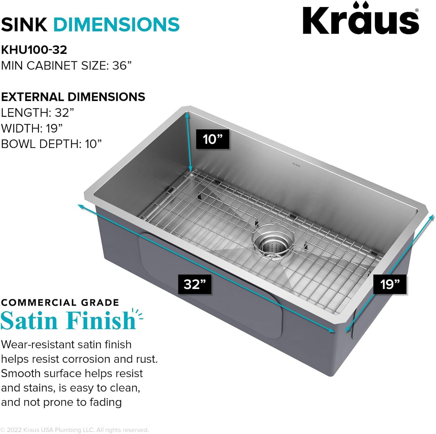 KRAUS Standart PRO™ Undermount 16 Gauge Stainless Steel Kitchen Sink