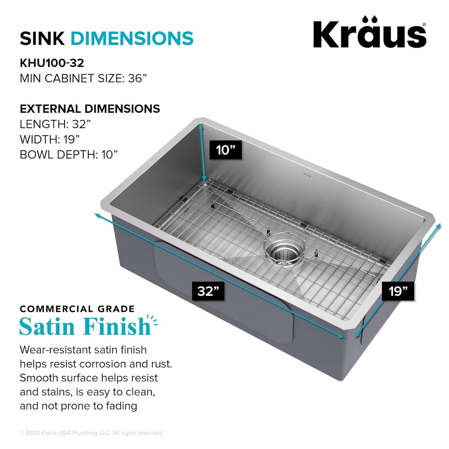 KRAUS Standart PRO™ Undermount 16 Gauge Stainless Steel Kitchen Sink