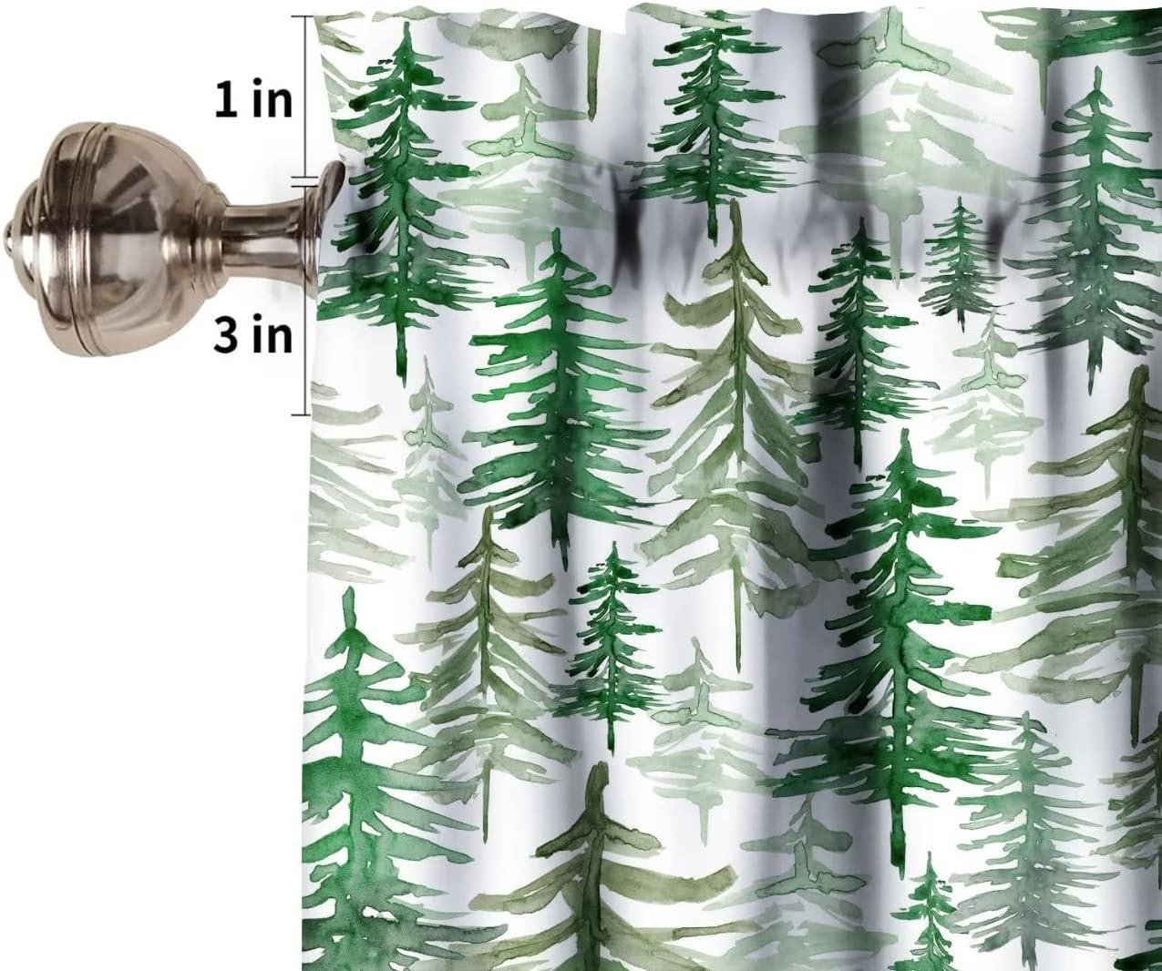 Green Forest Watercolor Blackout Polyester Valance Curtain