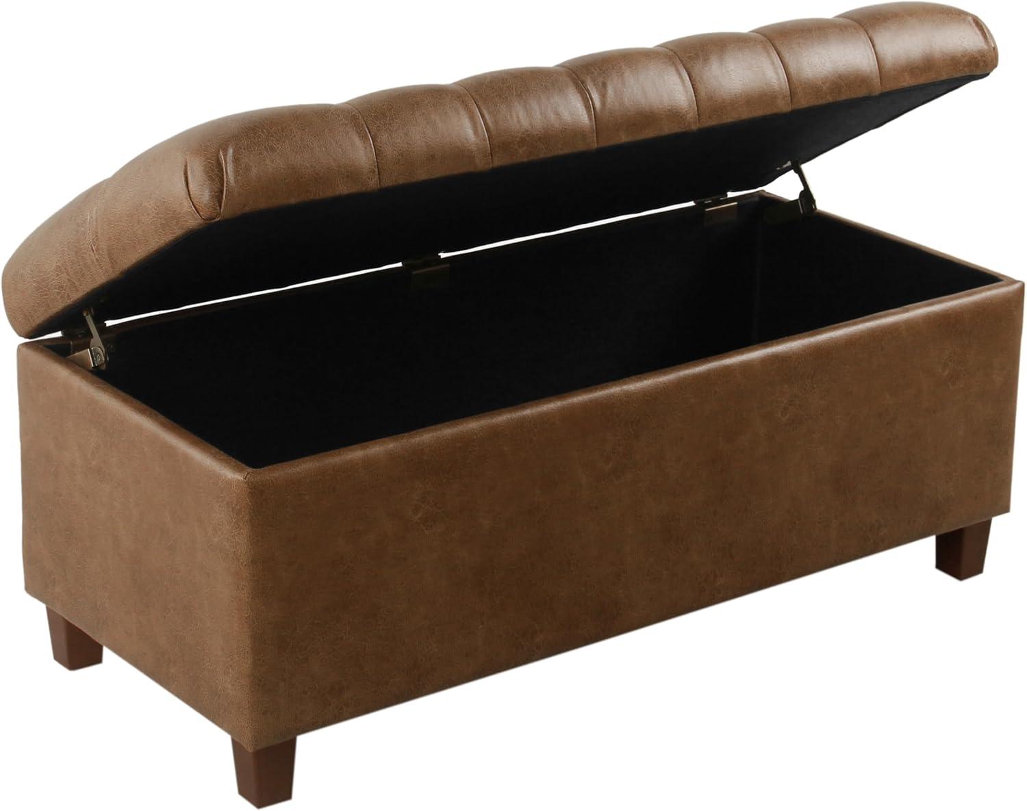 Ainsley Button Tufted Storage Bench Faux Leather - HomePop