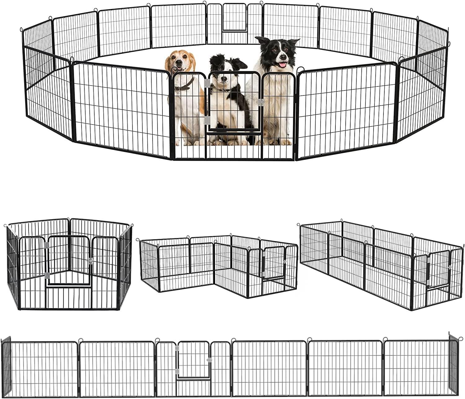 JepoIA Heavy Duty Metal Dog Playpen for Medium/Small Animals, 8 Panels 24”Height x 27" Width, Dog Fence Exercise Pen with Doors, Pet Puppy Outdoor Playpen Pen for Outdoor, Indoor, RV, Camping, Yard