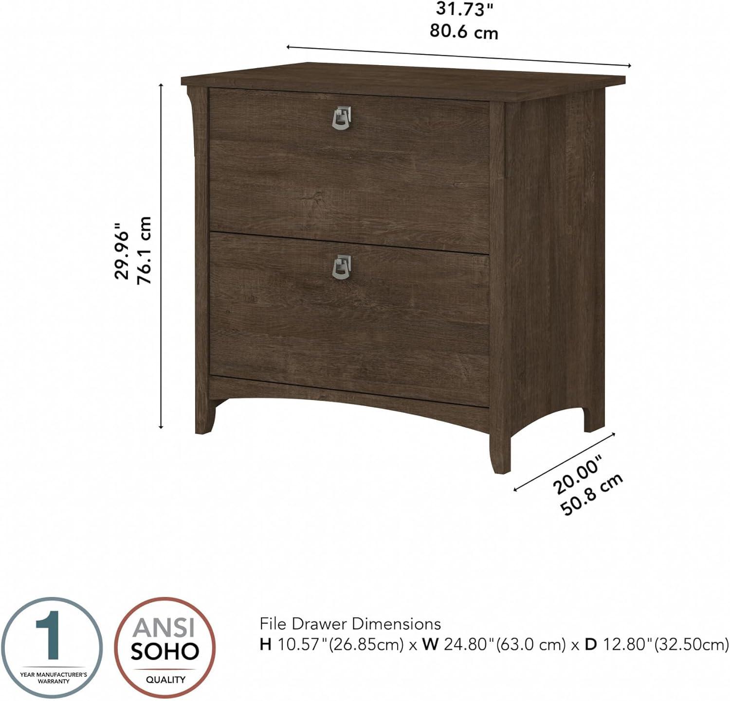 Bush Furniture Salinas Lateral File Cabinet, 2 Drawer, Ash Brown
