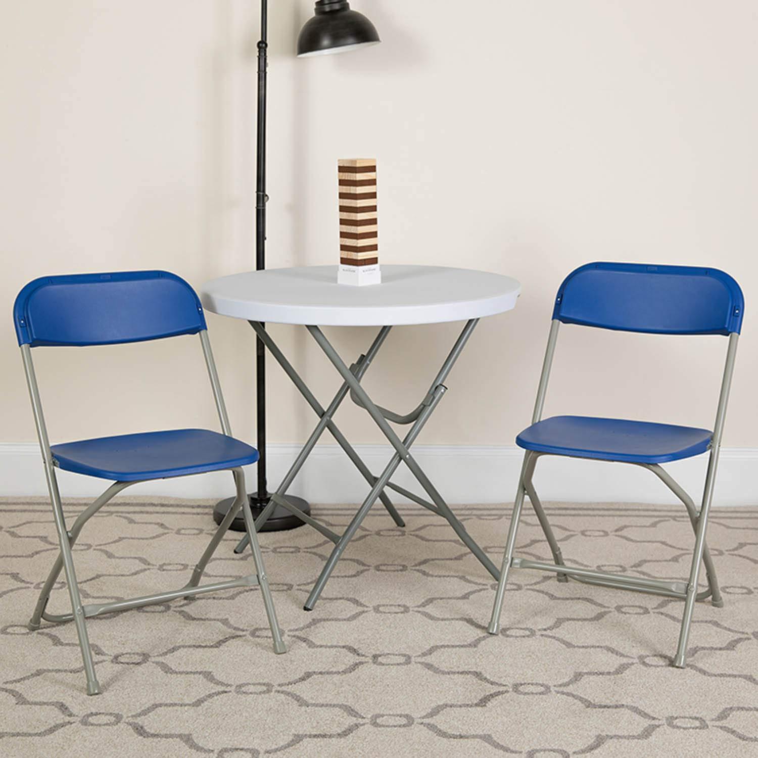 Flash Furniture Hercules Series Plastic Folding Chair Blue - 10 Pack 650LB Weight Capacity Comfortable Event Chair-Lightweight Folding Chair