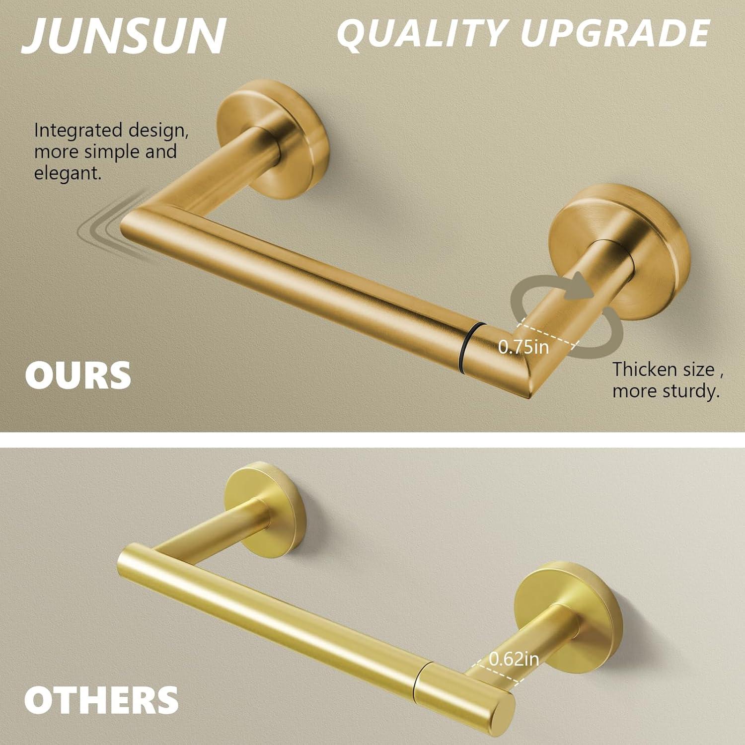 Fixsen Gold Toilet Paper Holder Bathroom Double Post Pivoting Tissue Roll Holder Stainless Steel and Zinc Alloy Wall Mount Detachable (Gold, 1)