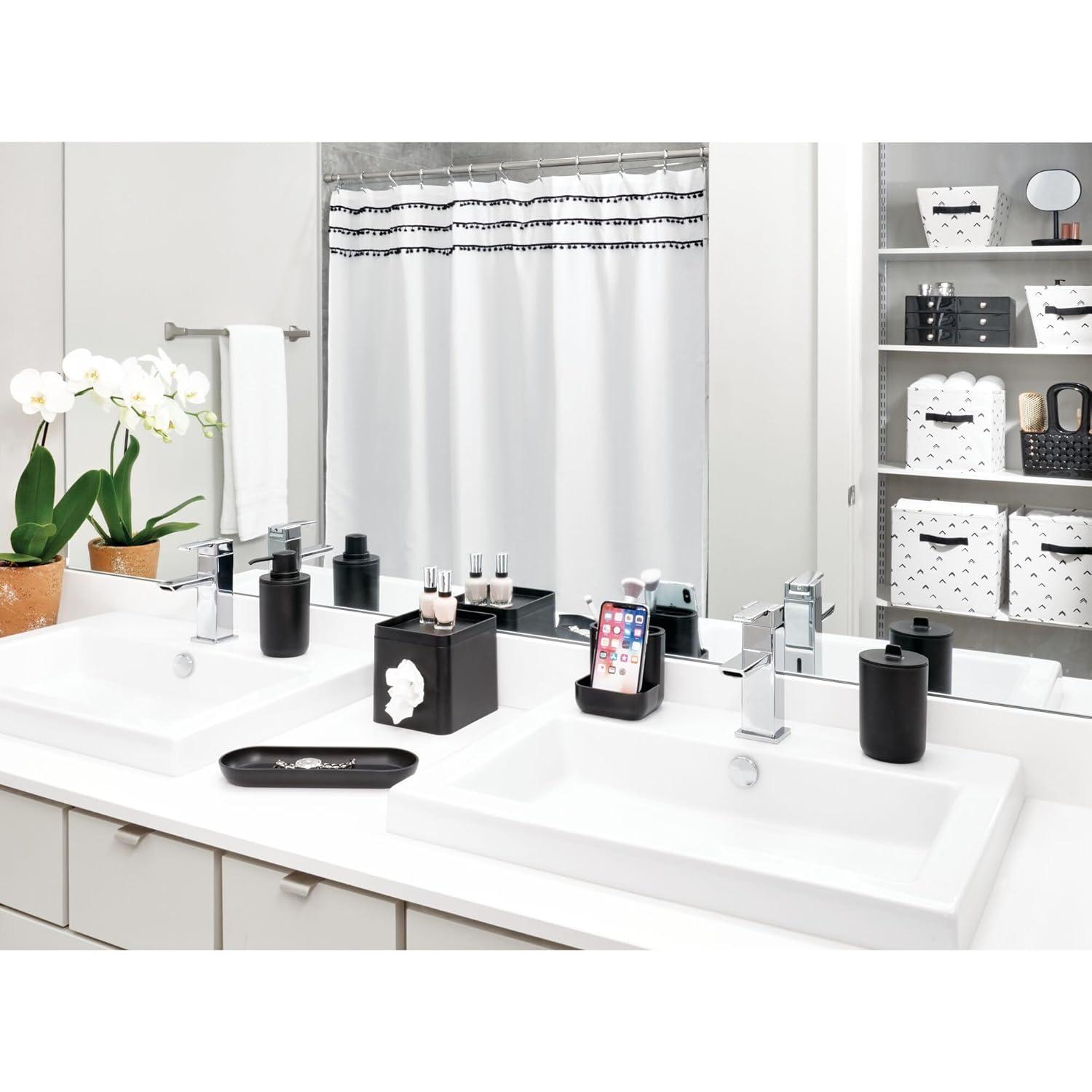 iDesign Facial Tissue Box Cover with Storage Tray, The Cade Collection – 6.1" x 5.15" x 5.4", Matte Black