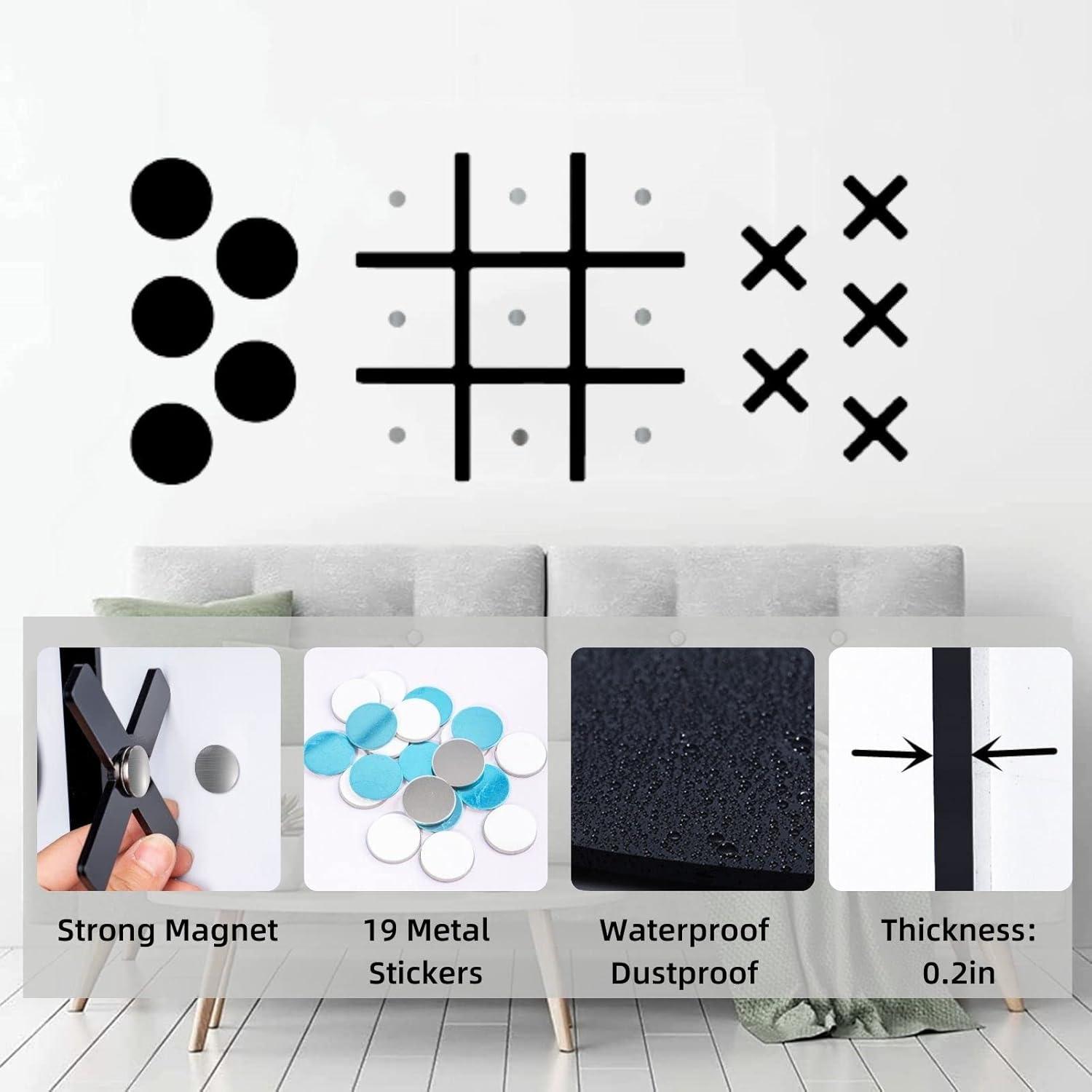 Wood Magnetic Tic Tac Toe Wall-Mount Game Fun Tic