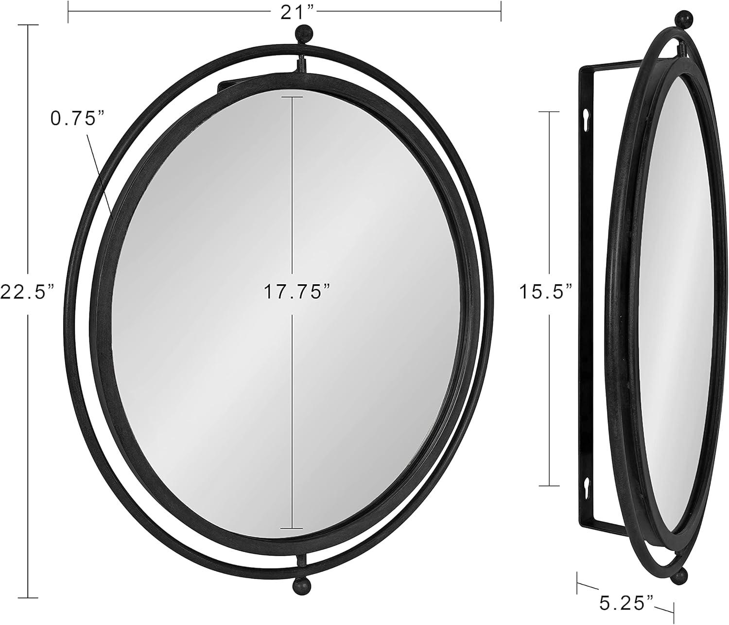 Kate and Laurel Baron Pivot Mirror, Black 21" Diameter