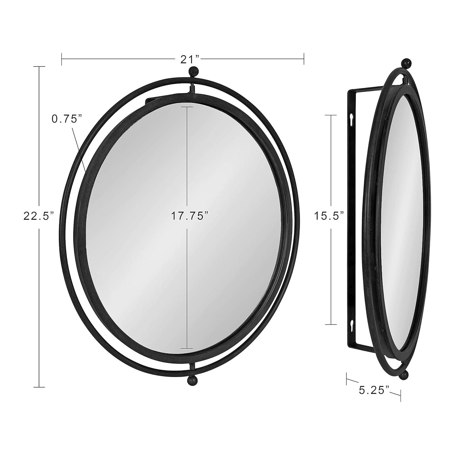 Kate and Laurel Baron Pivot Mirror, Black 21" Diameter