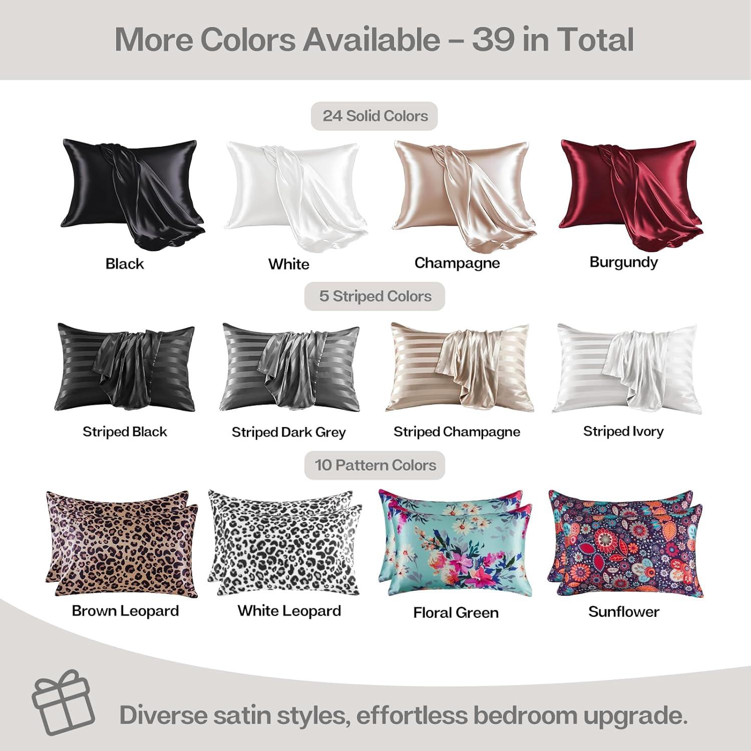 ANMINY Satin Pillowcase Set of 2 Standard Silk Bedding Pillowcases 26" x 20" Pillow Cover, White