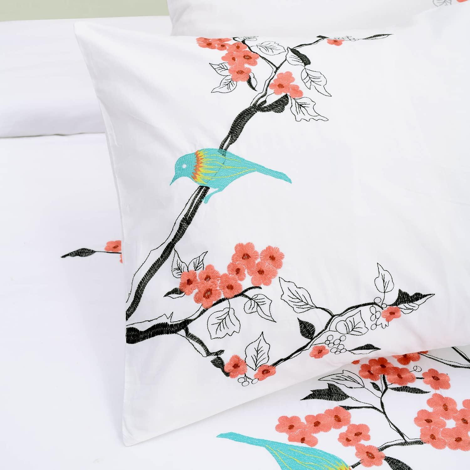 Superior Superior 100% Embroidery 3-Piece Cotton Duvet Cover Set