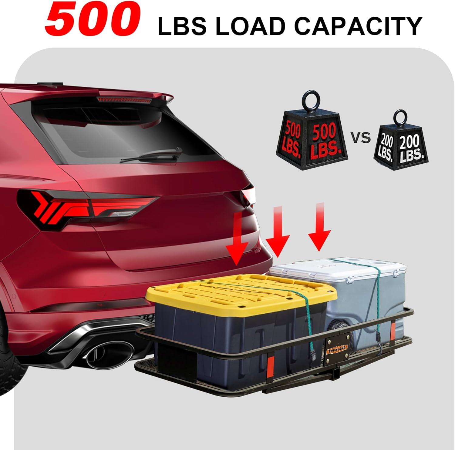ROCKLAND Rockland 60 x 24-Inch Hitch Cargo Carrier 60-in L x 24-in W x 6-in H Steel Hitch Cargo basket