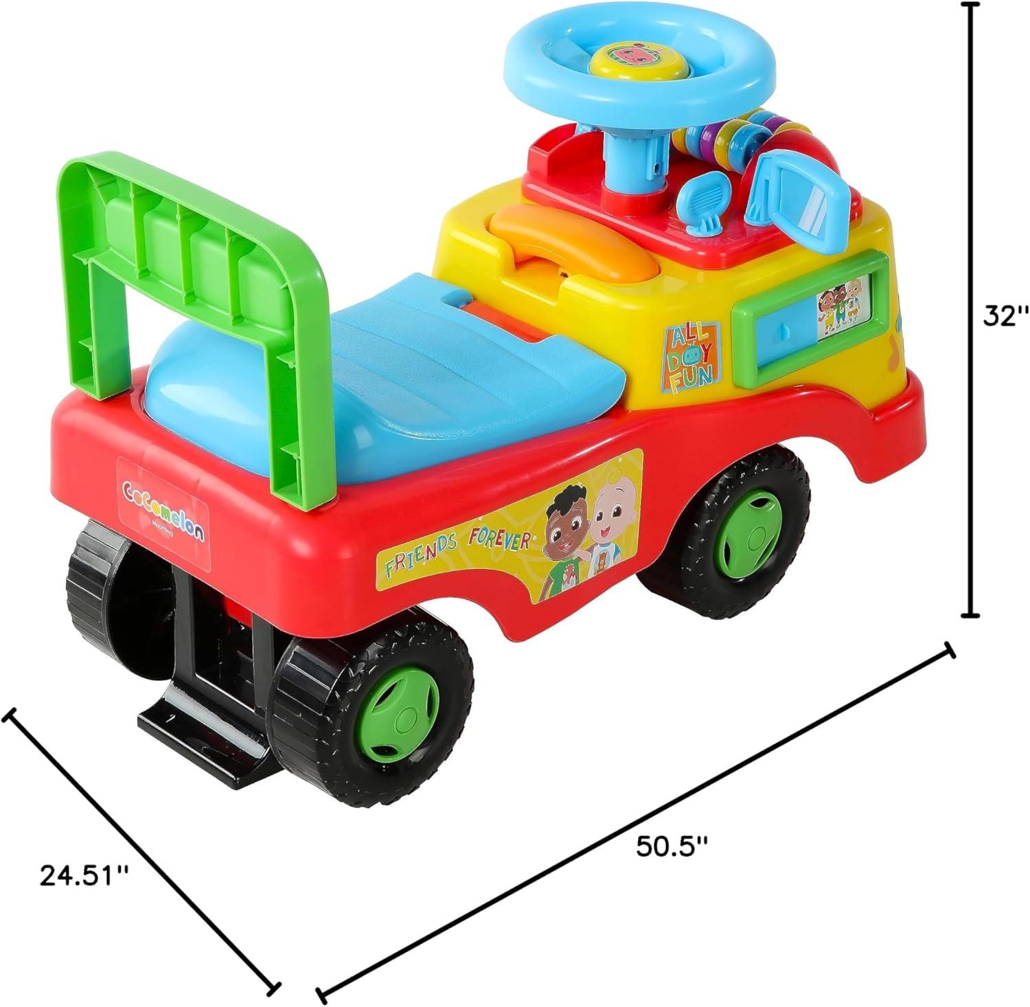 Colorful Cocomelon Foot-to-Floor Ride-On Toy for Toddlers