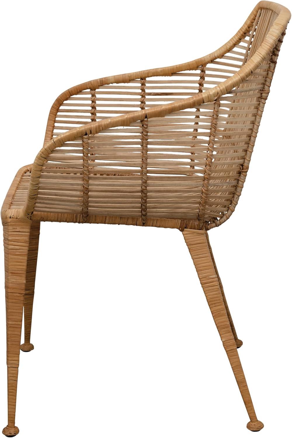 Bloomingville Hand-woven Rattan and Metal Arm Chair, Natural