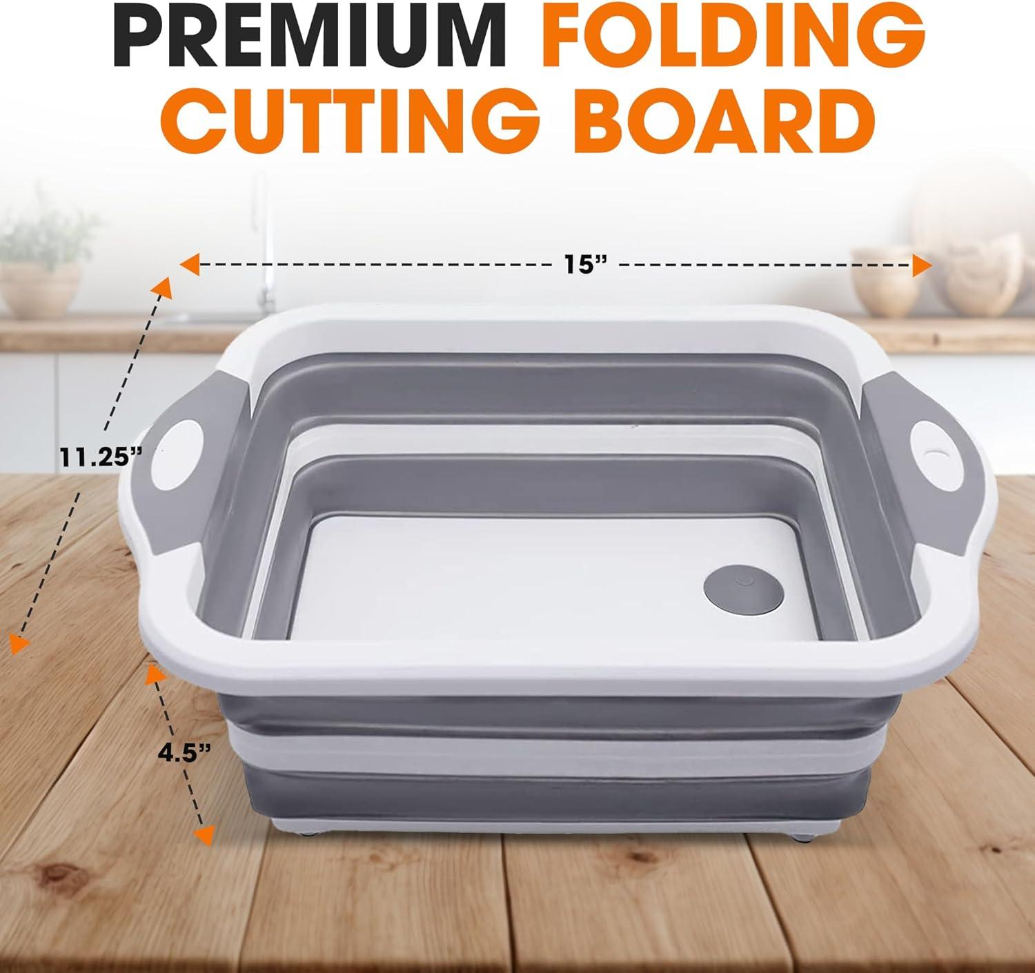 Cheer Collection Collapsible Cutting Board, Gray