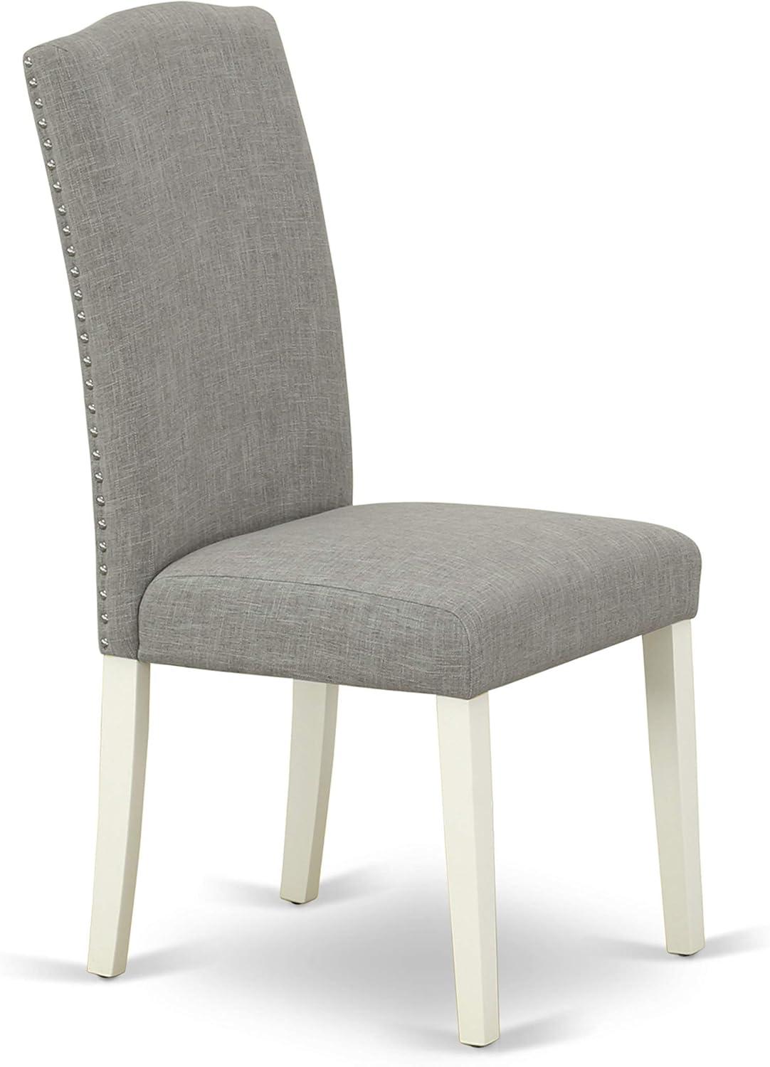 TQJKLFDY ENP2T06 Encinal Parson Dining Chairs - Nailhead Trim Dark Shitake Linen Fabric Padded Chairs Linen