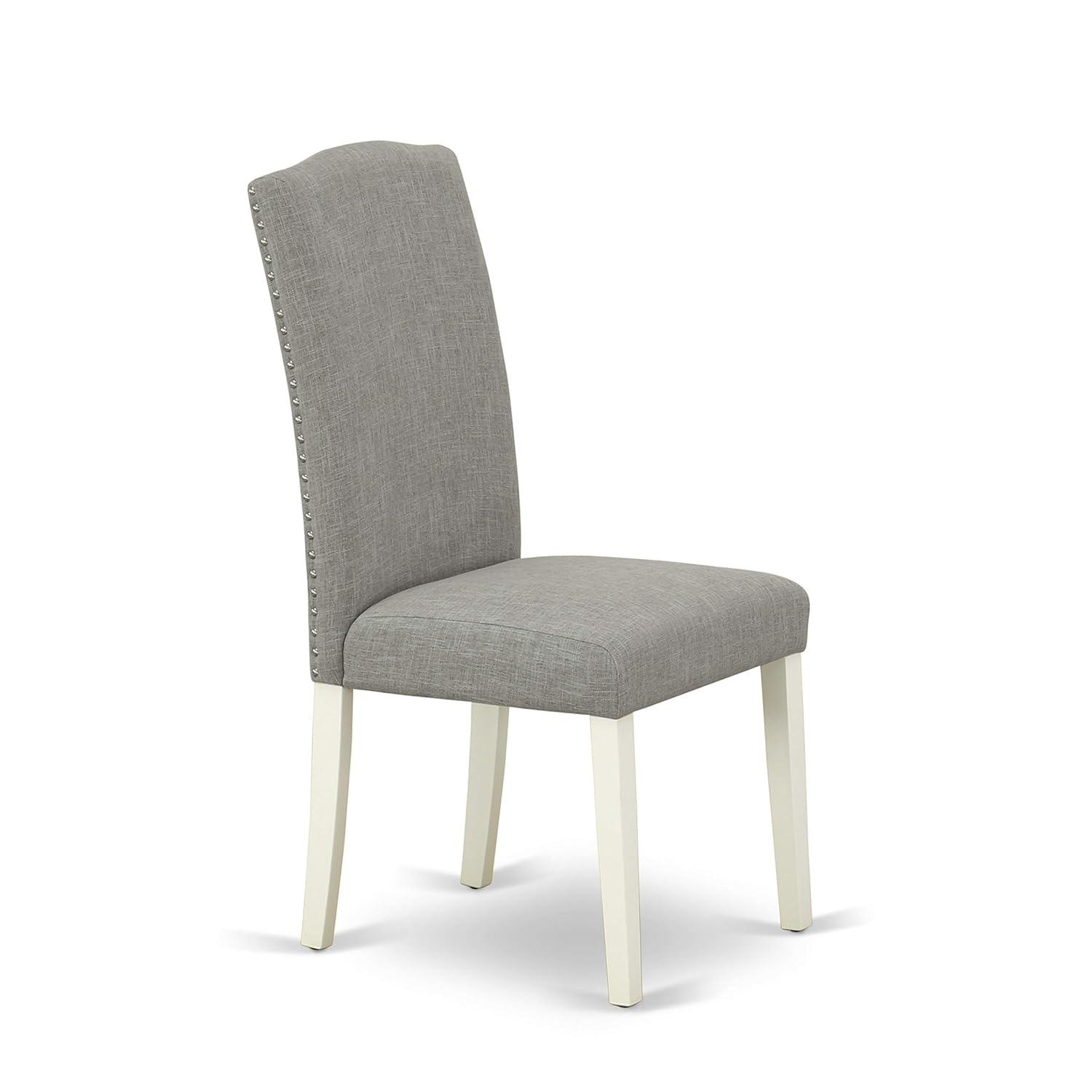 TQJKLFDY ENP2T06 Encinal Parson Dining Chairs - Nailhead Trim Dark Shitake Linen Fabric Padded Chairs    Linen